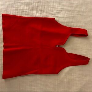 & Other Stories Bold Red Ribbed Top